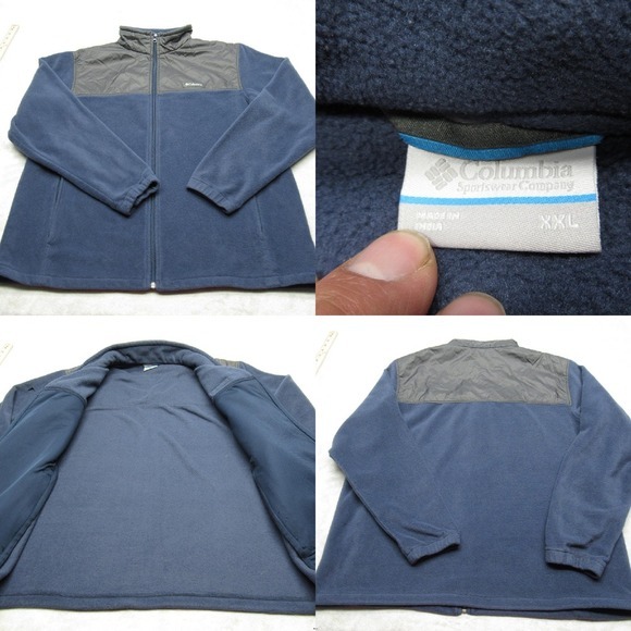 Columbia Fleece Jacket Mens XXL Blue Colorblock‎ Full Zip Pockets Warm Layering - Picture 1 of 15